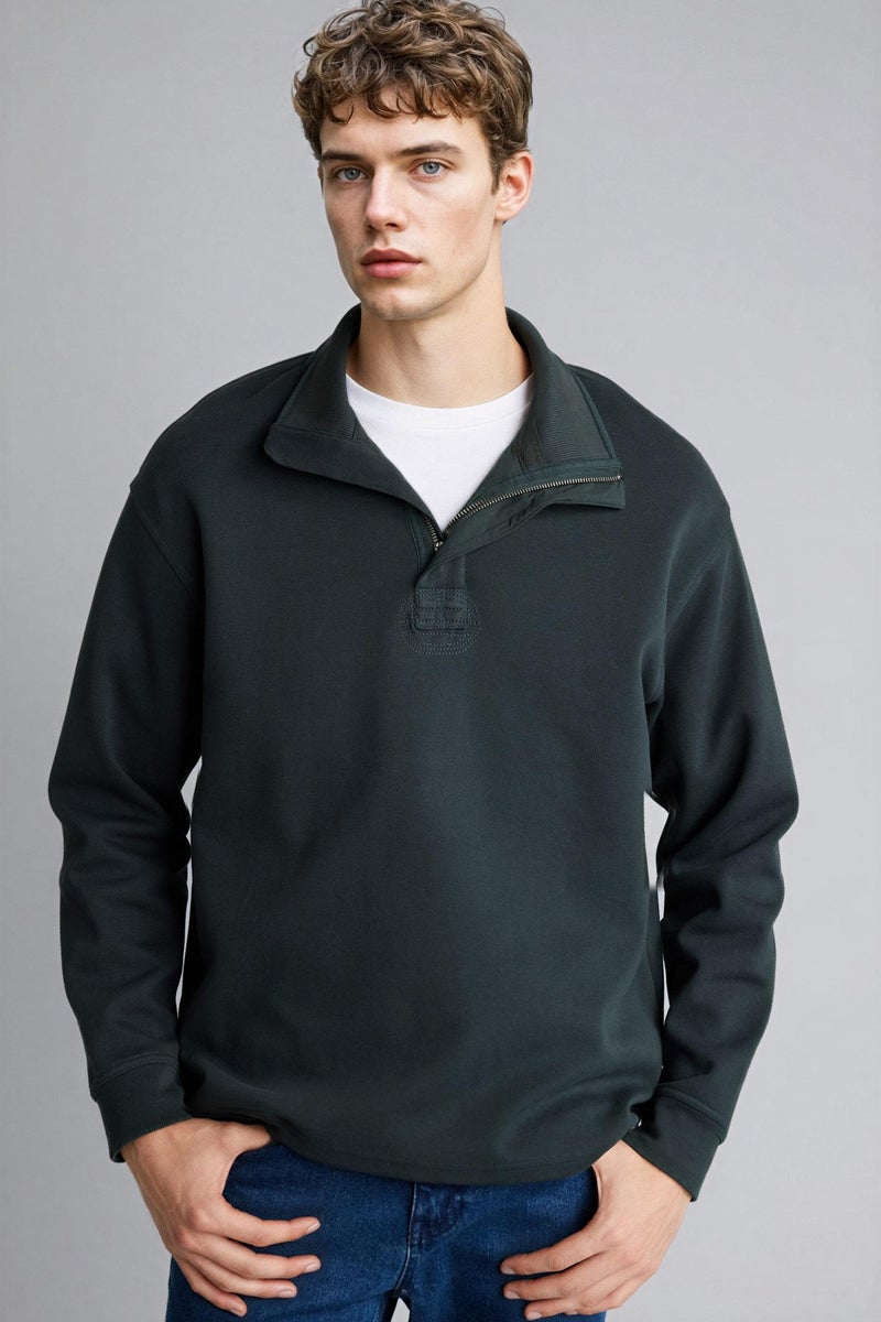 DeFacto Green Man Regular Fit Zip-Up Sweatshirt Casual - Image 5